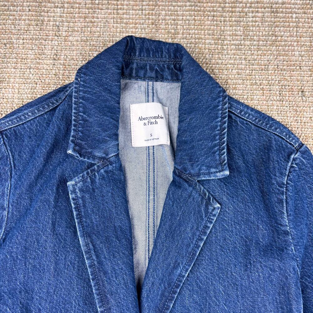 🧥 Abercrombie & Fitch Denim Blazer | S | Dark Wash - Picture 4 of 6